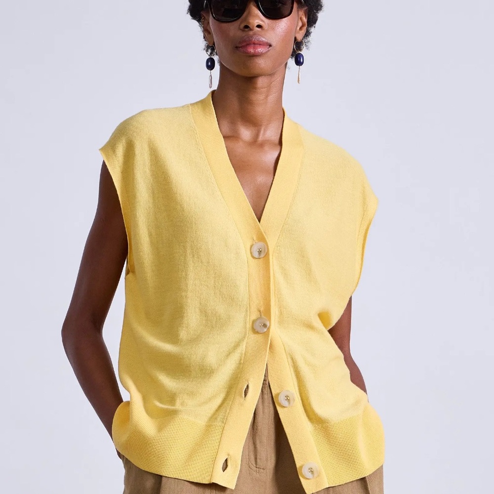 EUC Apiece Apart Bari Drippy Vest in Butter Yellow XS